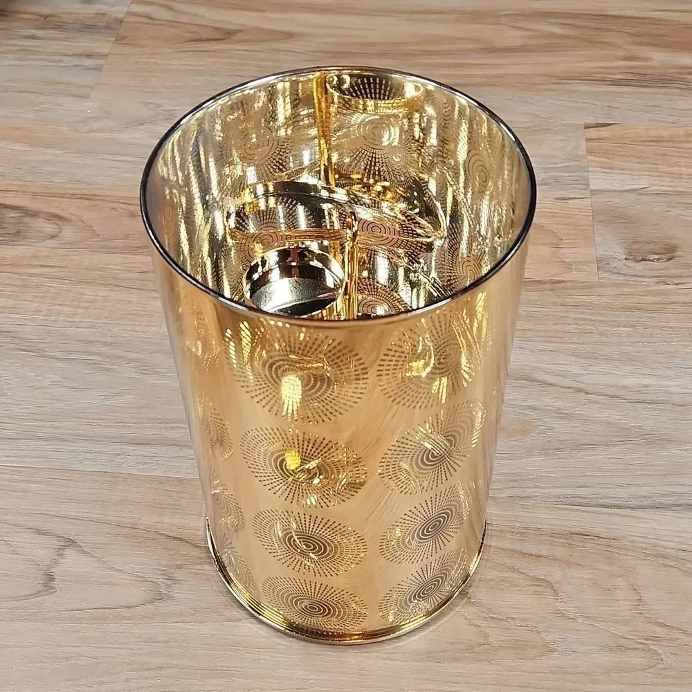 🩵NIB Partylite Gold Santorini Tealight Tree Candle Hurricane - Picture 3 of 13